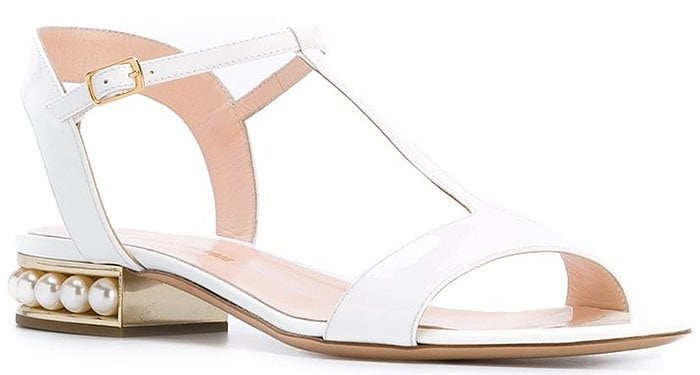 Nicholas Kirkwood 'Casati' Pearl-Embellished Flat Sandals in White