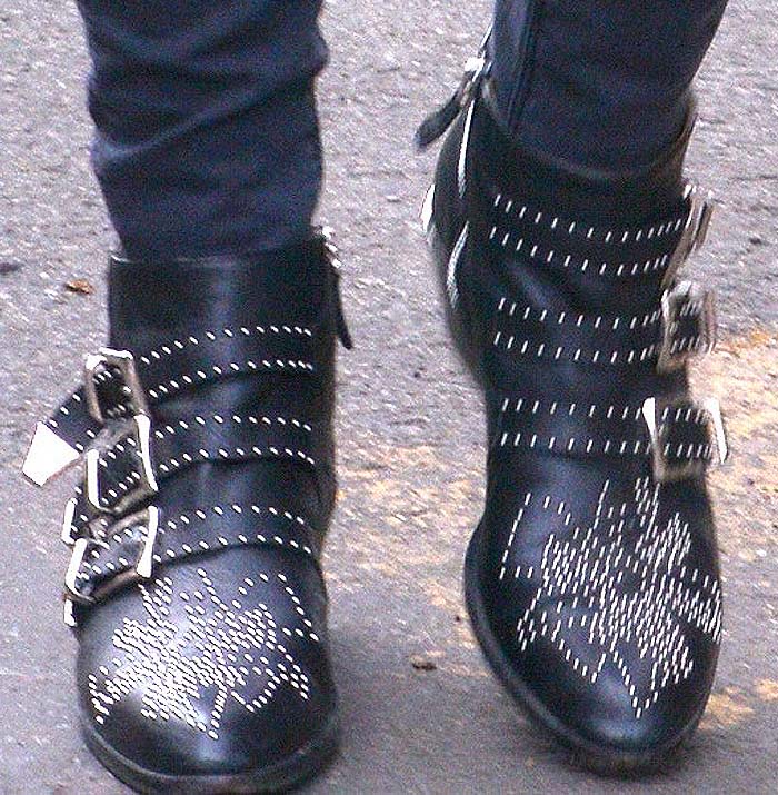 Not exactly maternity wear: Nicky Hilton slips into the 'Susanna' studded boots by Chloé