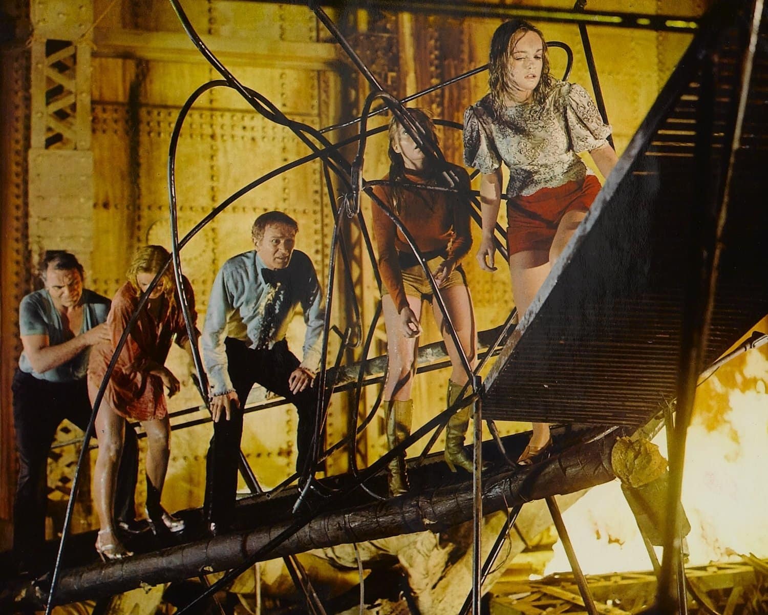 Ernest Borgnine, Stella Stevens, Red Buttons, Carol Lynley, and Pamela Sue Martin in the 1972 American disaster film The Poseidon Adventure