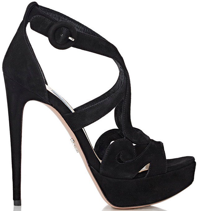 Prada Baroque Platform Sandals in Black