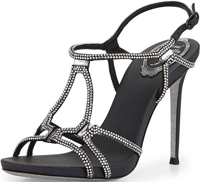 Rene Caovilla Strappy Crystal-Embellished Sandals Black