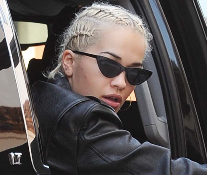 Rita Ora wears her hair in cornrows as she leaves her dermatologist at Lancer Dermatology