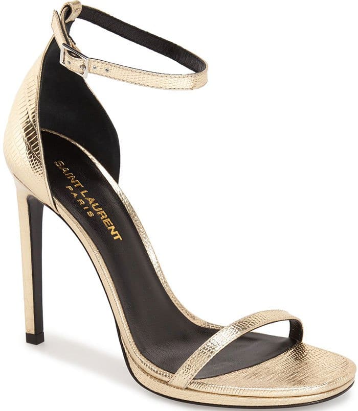 Saint Laurent Jane Ankle-Strap Sandals Gold