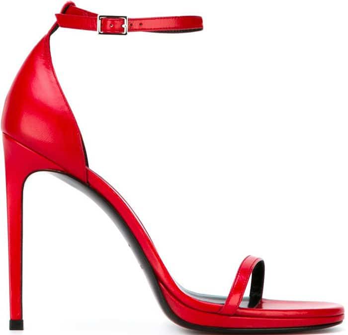 Saint Laurent Jane Ankle-Strap Sandals Red