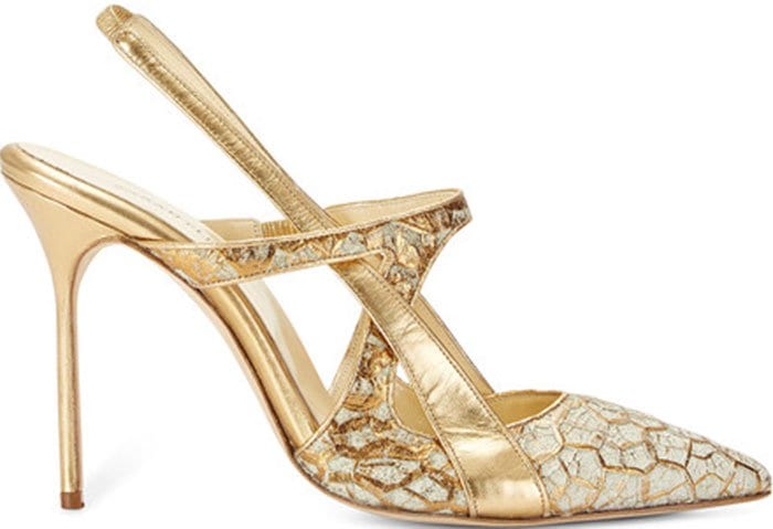 Crackled Sarah Flint "Gilda" Slingback Pumps