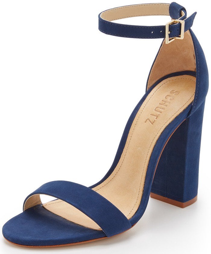 Enida sandal from Schutz featuring a classic two-piece silhouette and block heel