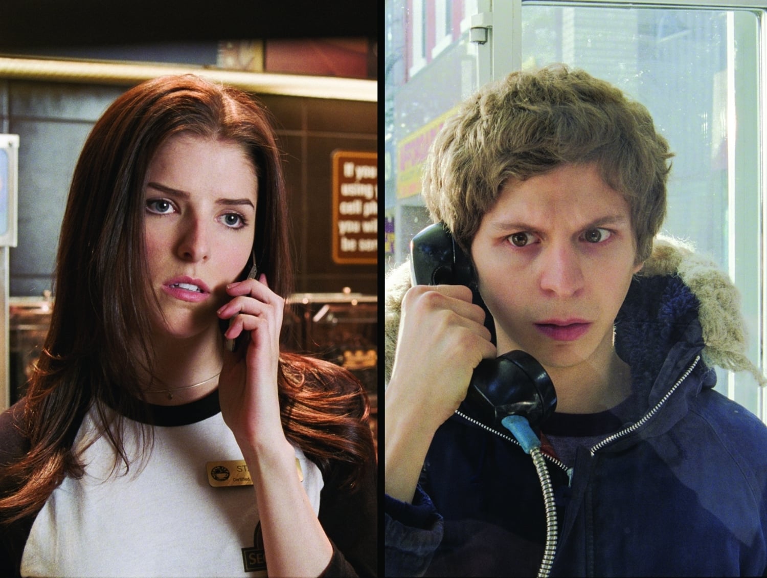 Michael Cera as Scott Pilgrim and Anna Kendrick as Stacey Pilgrim in the 2010 romantic action comedy film Scott Pilgrim vs. the World