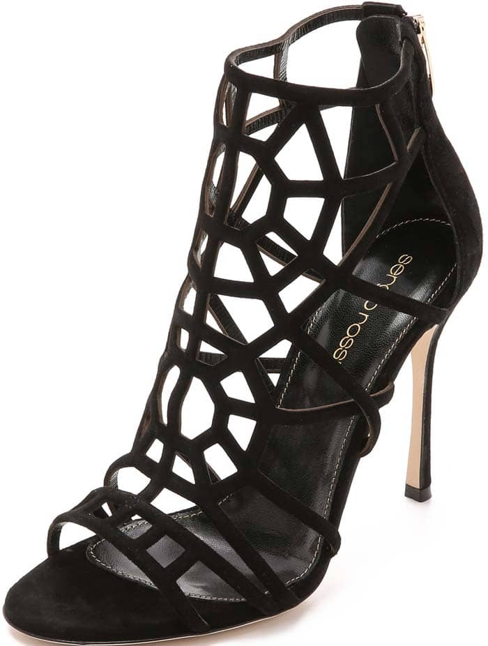 Black Sergio Rossi "Puzzle" Suede Sandals