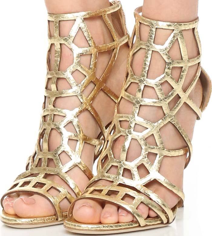 Sergio Rossi "Puzzle" Metallic Elaphe Sandals