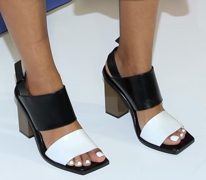 Solange Knowles's feet in colorblock Marni sandals