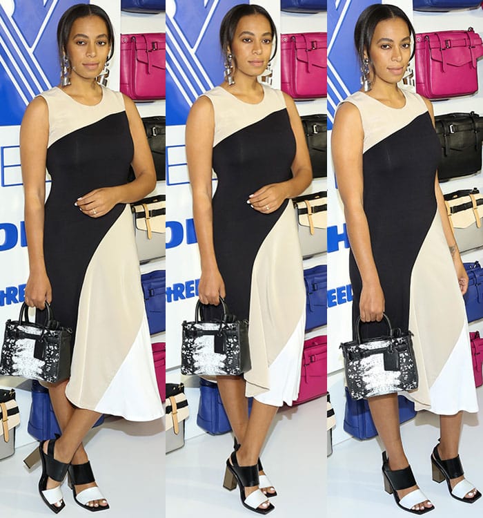 Solange Knowles wears a Reed x Kohl's colorblock dress