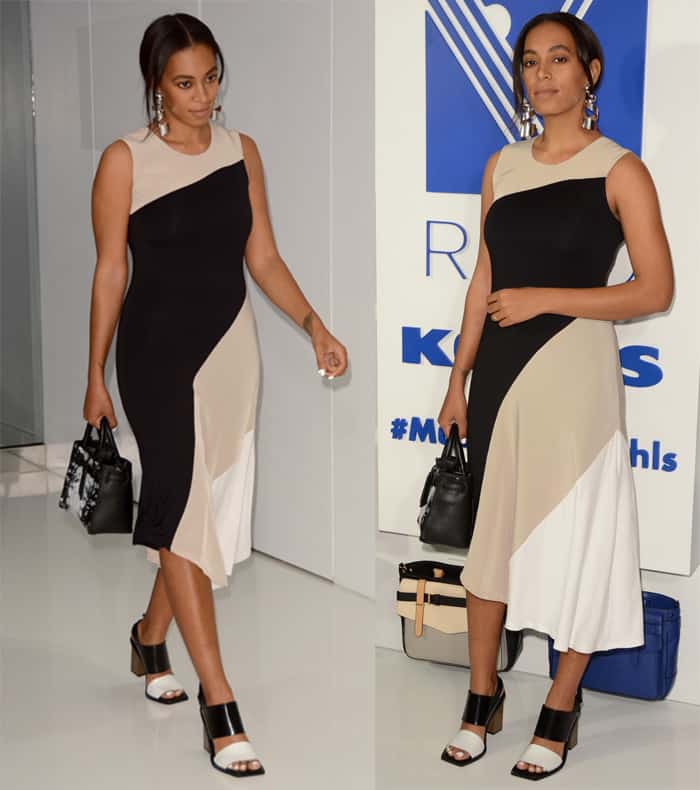 At the launch dinner celebrating Reed Krakoff's collaboration with Kohl's, Solange Knowles made a striking appearance, sporting a dress and a bag from the collection