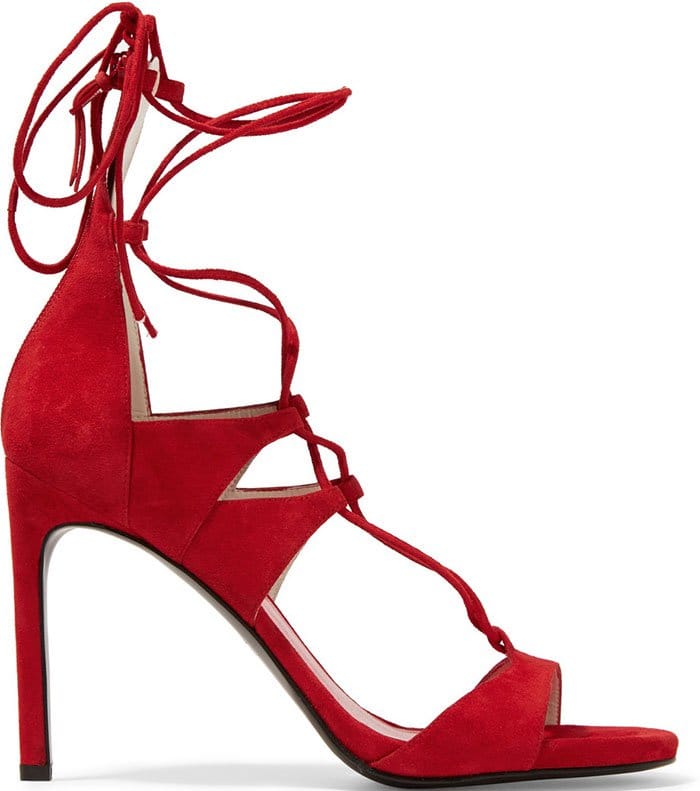 Stuart Weitzman "LegWrap" Lace-Up Sandals Red