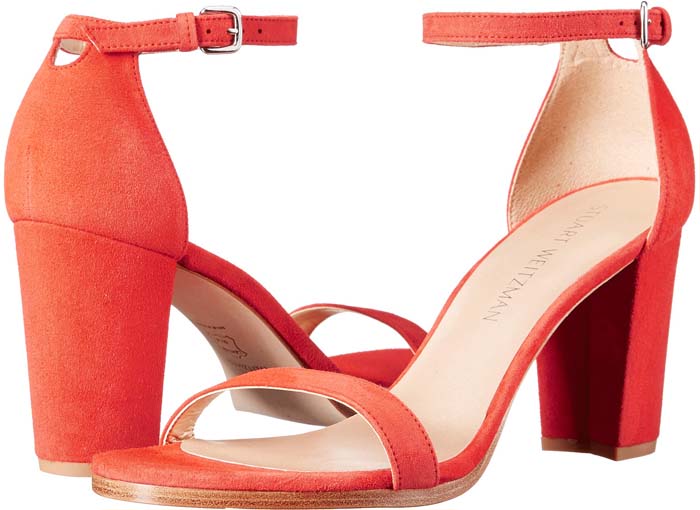 Orange Stuart Weitzman "NearlyNude" Suede Sandal