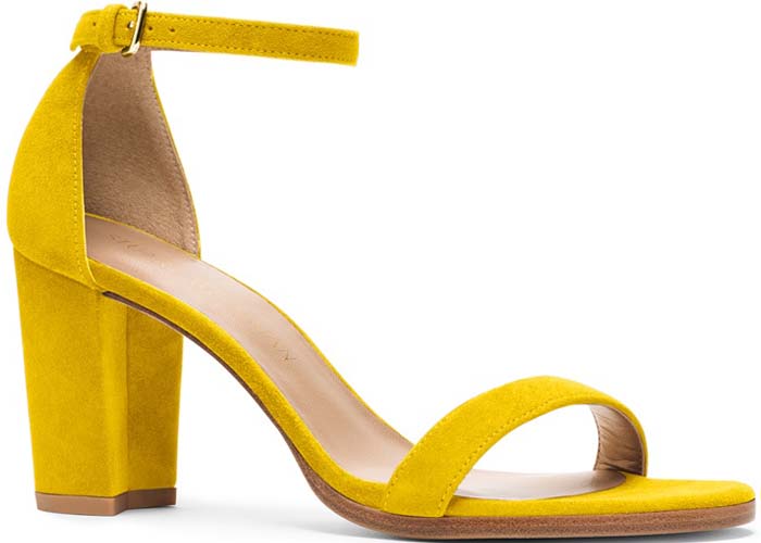 Yellow Stuart Weitzman "NearlyNude" Suede Sandal