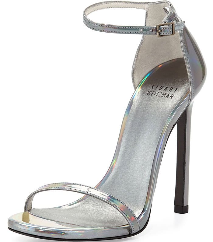 Stuart Weitzman Nudist Metallic Ankle Strap Sandals