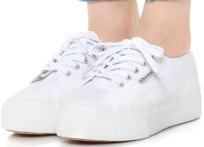 White Superga Platform Sneakers