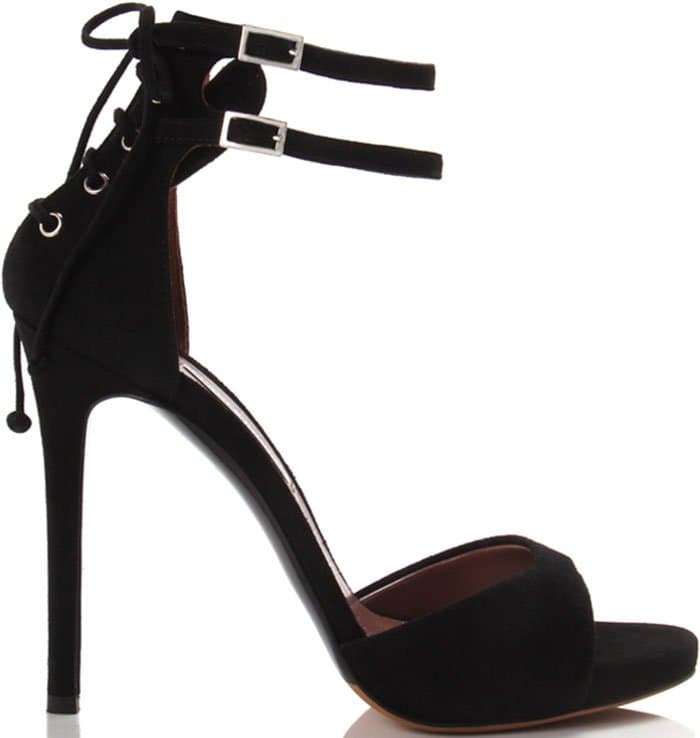 Black Suede Tabitha Simmons "Viva" Platform Sandals