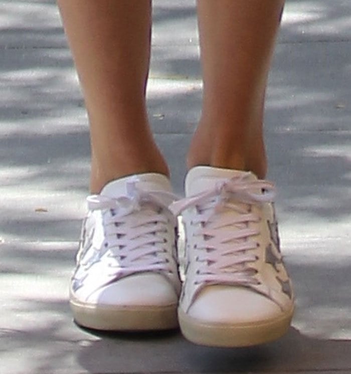 Taylor Swift wears lace-up leather Saint Laurent sneakers