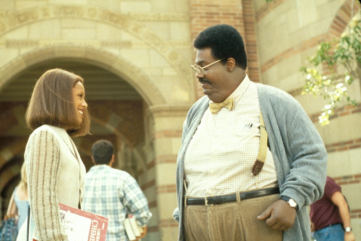 Eddie Murphy as Professor Sherman Klump / Buddy Love and Jada Pinkett as Carla Purty in the 1996 American comedy film The Nutty Professor