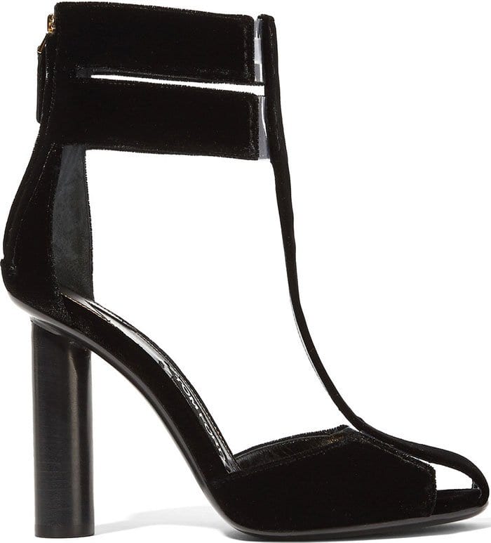 Tom Ford PVC-Trimmed Velvet T-Bar Sandals