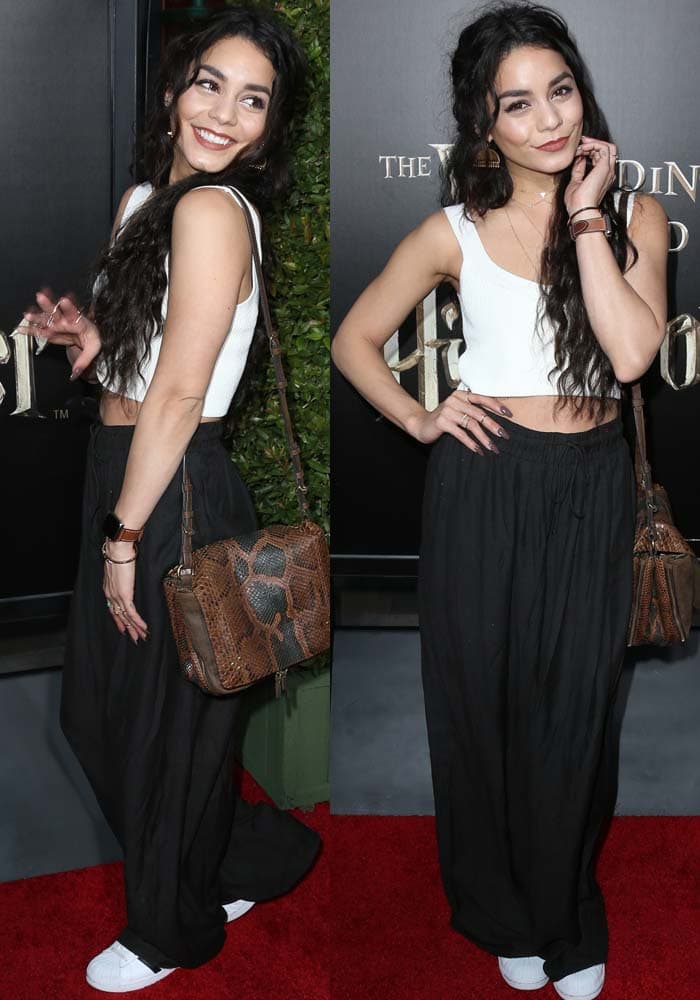 Vanessa Hudgens accessorizes with an Apple Watch and a Jerome Dreyfuss bag