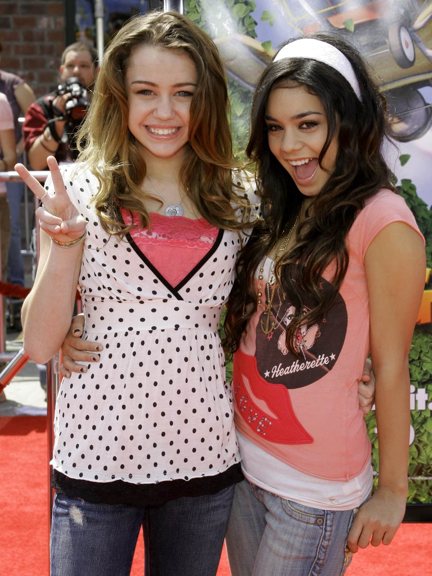 Young Disney stars Vanessa Hudgens and Miley Cyrus during the Los Angeles premiere of "Over The Hedge"