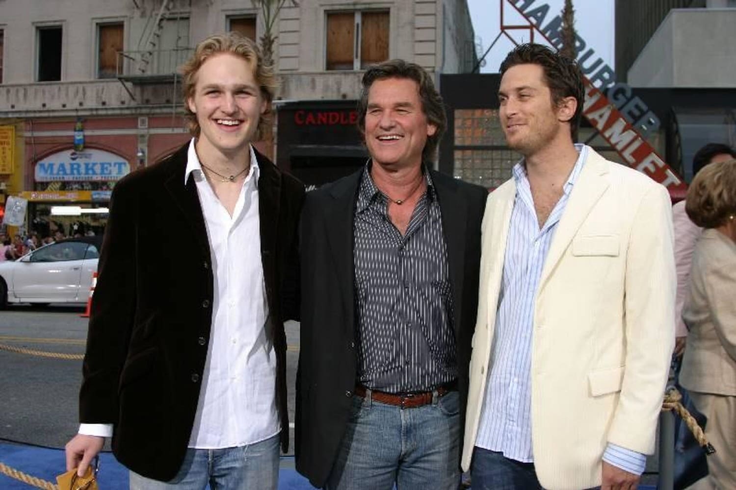 Kurt Russell with his sons Wyatt Hawn and Boston at the premiere of Poseidon