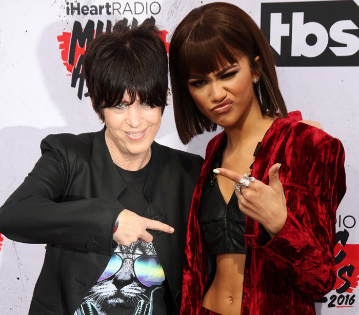 Zendaya posing with legendary American songwriter Diane Warren