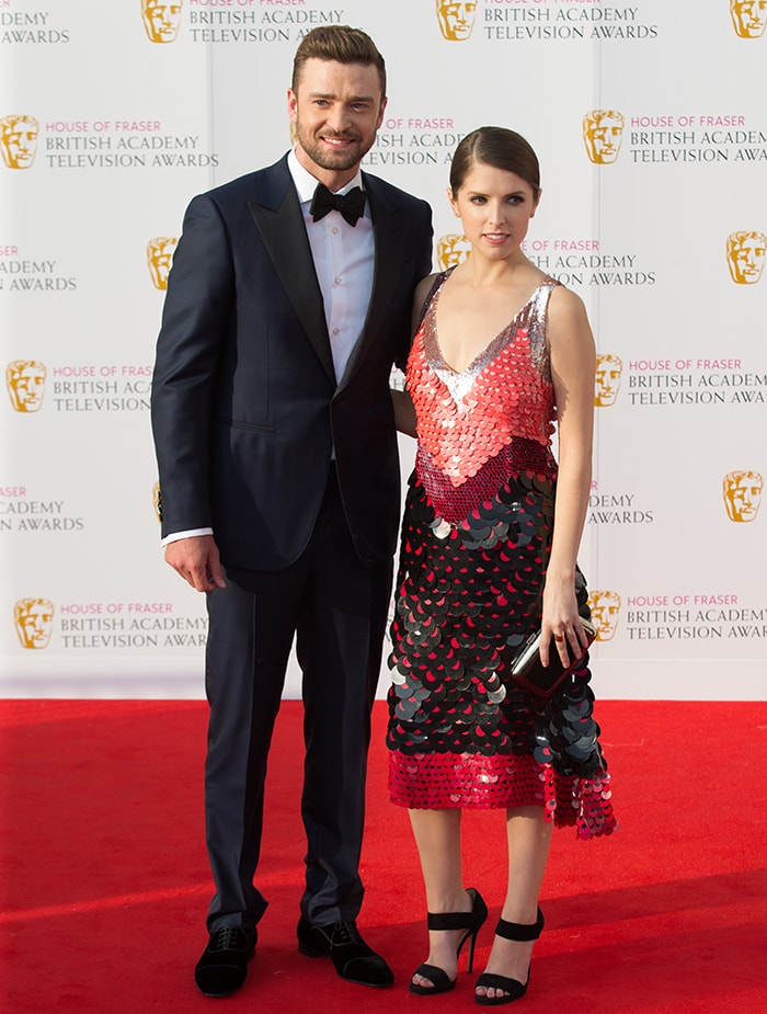 Justin Timberlake wears Ermenegildo Zegna and Anna Kendrick wears Altuzarra on the red carpet of the British Academy Television Awards