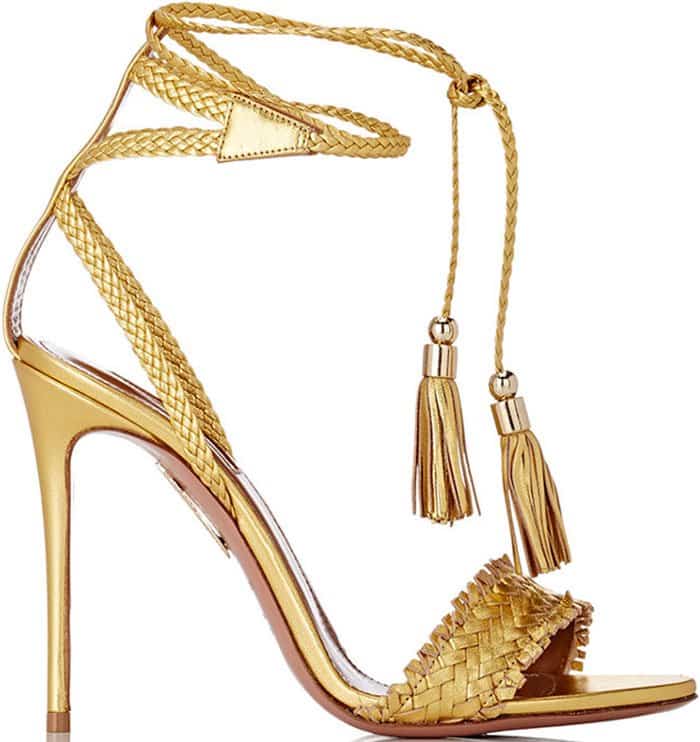 Aquazzura "Sun Valley" Ankle-Tie Sandals