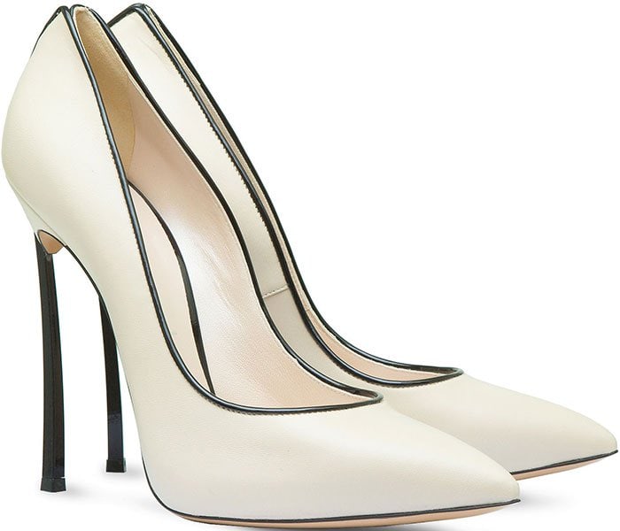 Casadei Blade Pumps in Ecru Black Trim