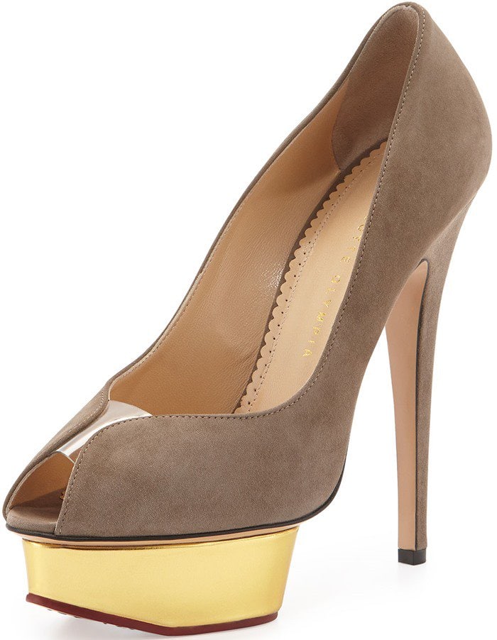 Charlotte Olympia Daphne Suede Metallic-Platform Pump