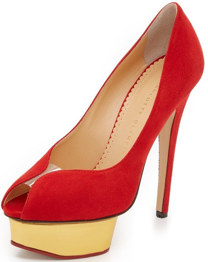 Charlotte Olympia Suede Daphne Pump