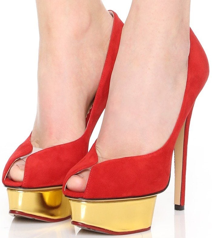 Charlotte Olympia Suede Daphne Pumps