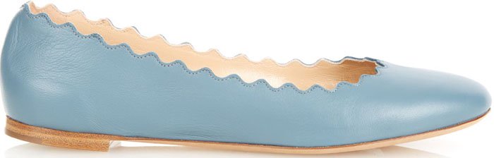 Blue Chloé "Lauren" Scalloped Ballerina Flats