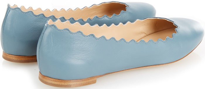 Blue Chloé "Lauren" Scalloped Ballerina Flats