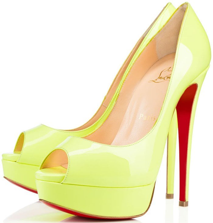 Christian Louboutin Lady Peep in Neon Patent