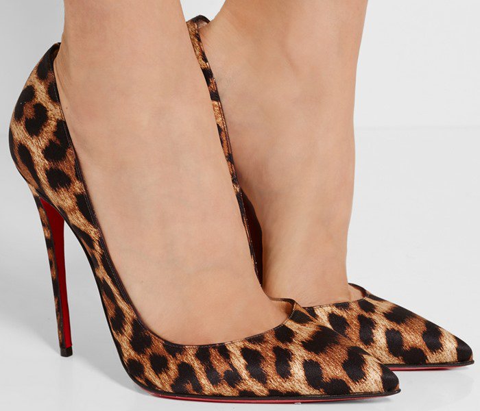 Christian Louboutin So Kate 120 leopard-print satin pumps