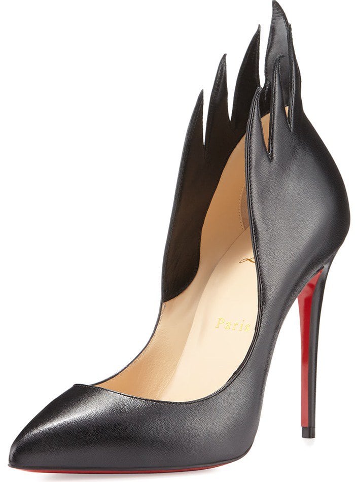 Christian Louboutin 'Victorina' Flame Topline Pointy Toe Pump Black Leather