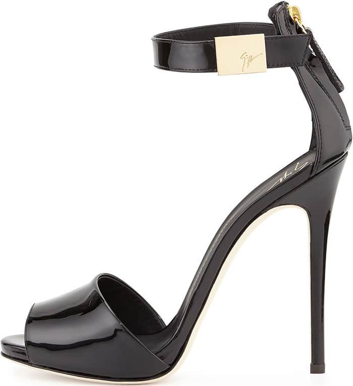 Black Giuseppe Zanotti Patent Ankle-Strap Sandals