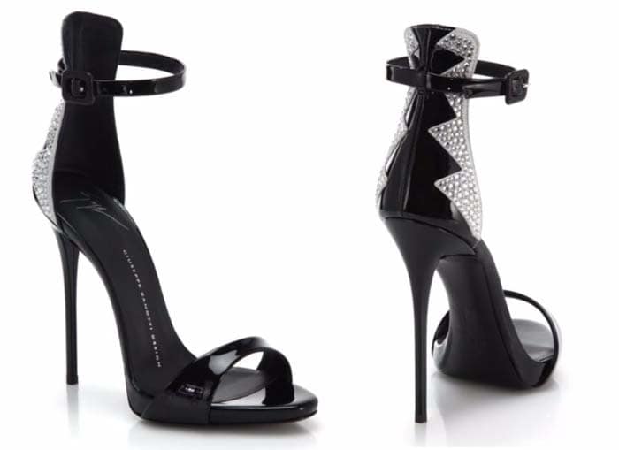 Giuseppe Zanotti Zig-Zag Crystal-Patterned Patent Leather Sandals