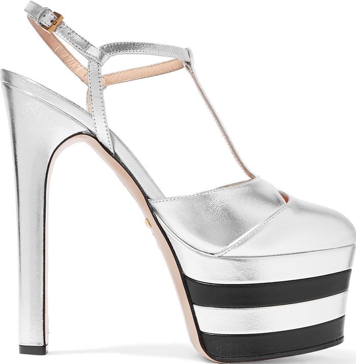 Gucci Angel Platform Pumps Silver Metallic