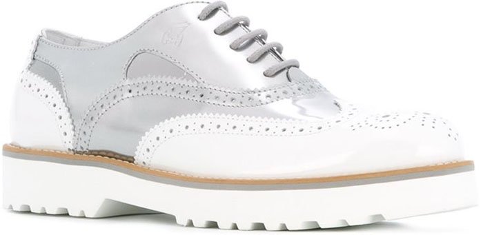 Hogan Brogue White Silver Brogues