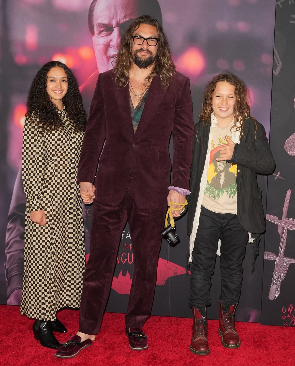 Jason Momoa brought his children, daughter Lola and son Nakoa-Wolf, to support Zoe Kravitz