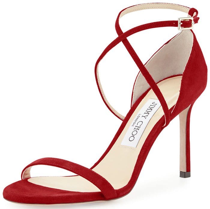 Jimmy Choo 'Hesper' Ankle Strap Sandal in Red Suede