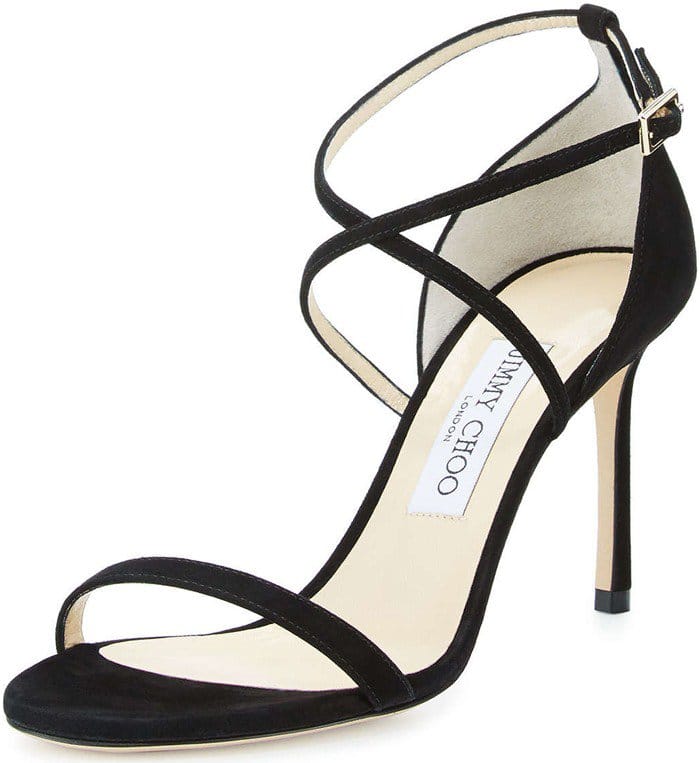 Black Jimmy Choo "Hesper" Ankle Strap Sandals