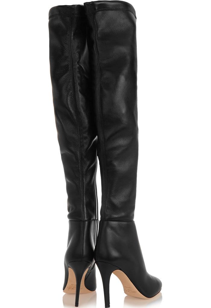 Designed with a stiletto heel, these black leather boots will ensure your style never goes unnoticed