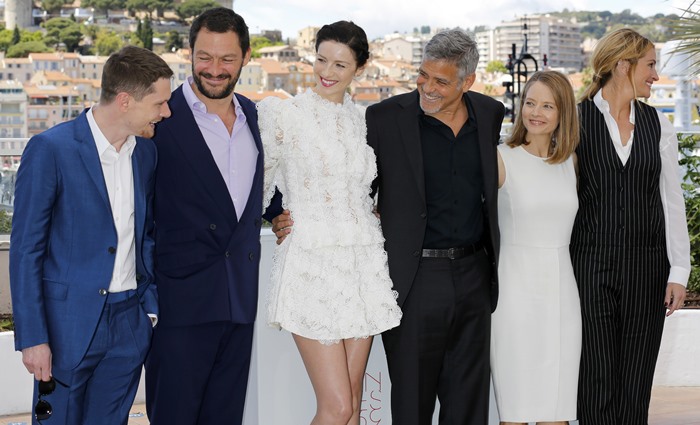 George Clooney, Julia Roberts, Jodie Foster, Dominic West, Jack O'Connell, and Caitriona Balfe