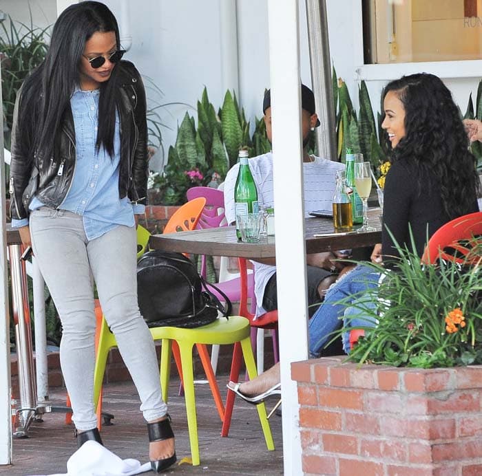 Karrueche Tran and Christina Milian having lunch at Mauro’s cafe with friends